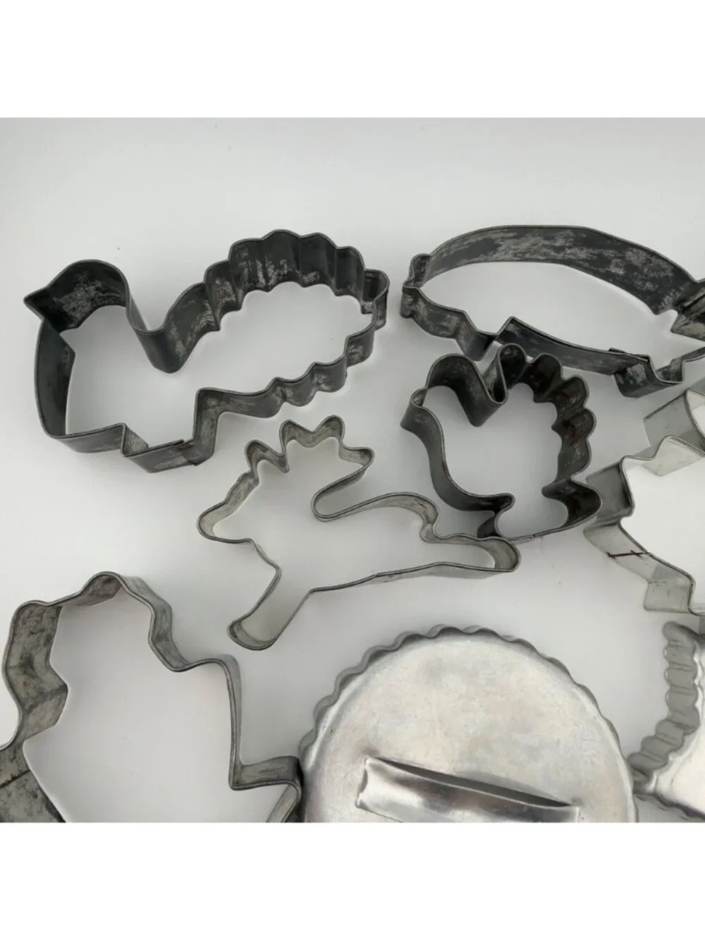 Vintage Aluminum Metal Cookie Cutters Lot of 18 Mix Holiday Handle Animals Heart